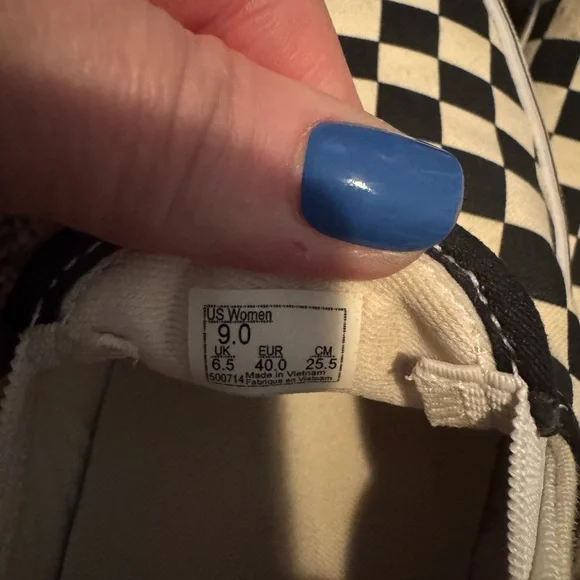 Vans Leather Black and White Checkerboard Slip-Ons - Picture 6 of 6